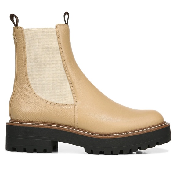 SAM EDELMAN Laguna Waterproof Lug Sole Chelsea Boot Sesame Leather Size 7 1/2 - Picture 4 of 13